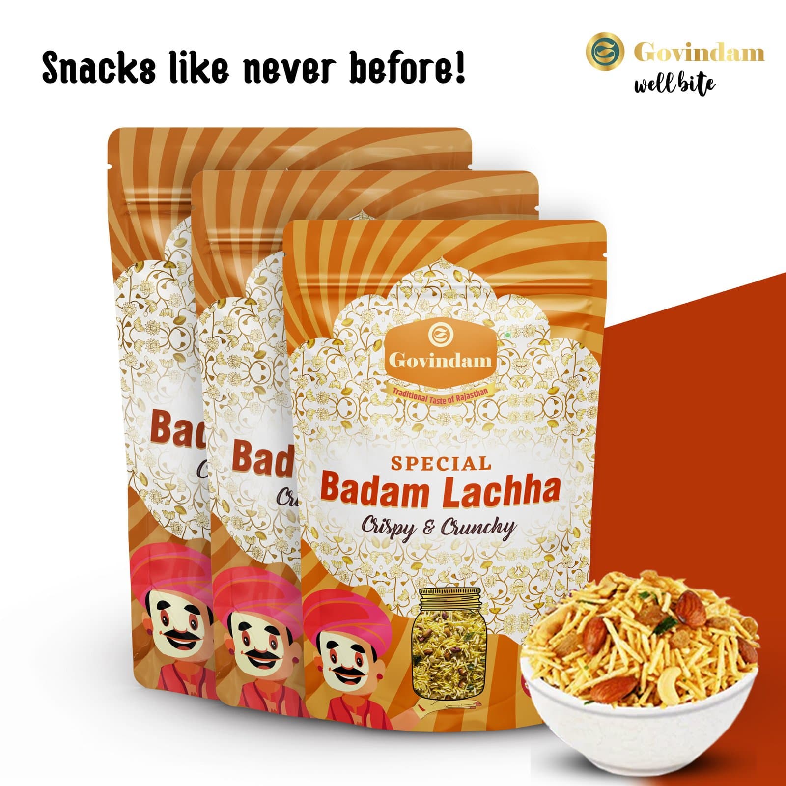 Badam Lachha - Premium Authentic Wholesale Almond Namkeen | Govindam Sweets