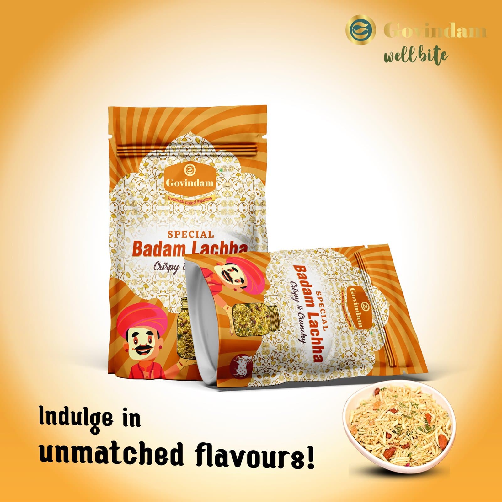Badam Lachha - Premium Authentic Wholesale Almond Namkeen | Govindam Sweets