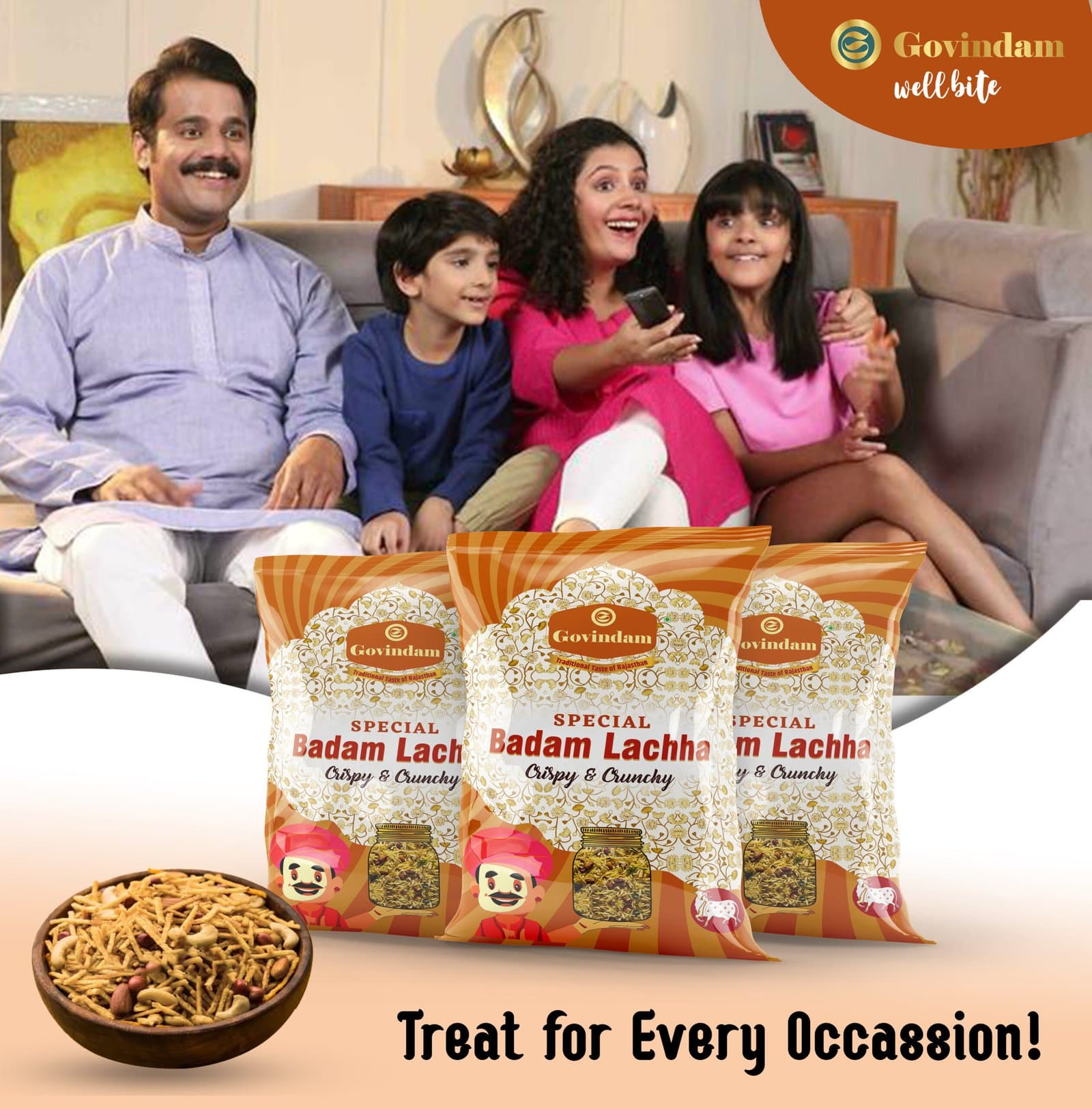 Badam Lachha - Premium Authentic Wholesale Almond Namkeen | Govindam Sweets