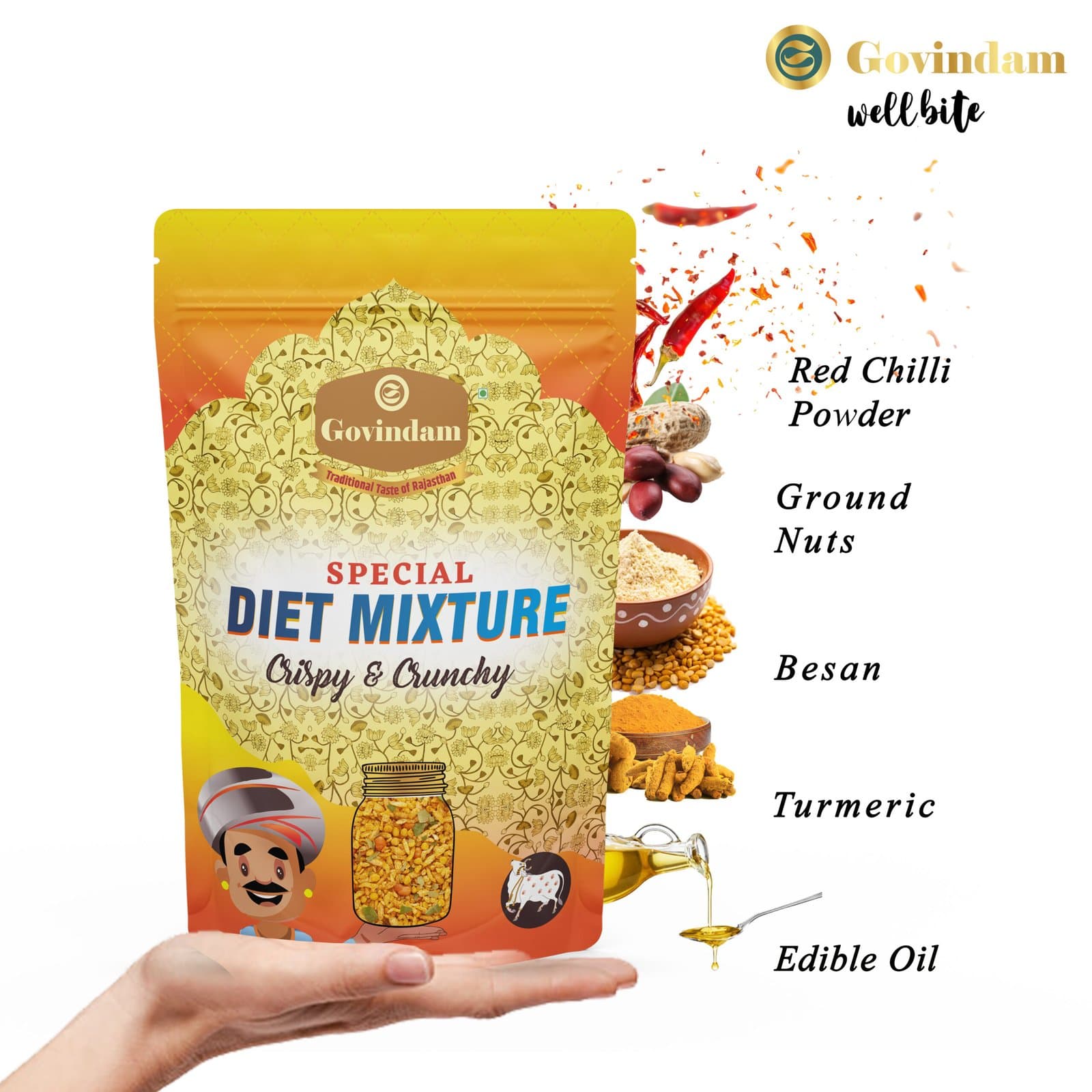 Diet Chivda Mixture - Premium Authentic Wholesale Low-Calorie Poha Mix | Govindam Sweets