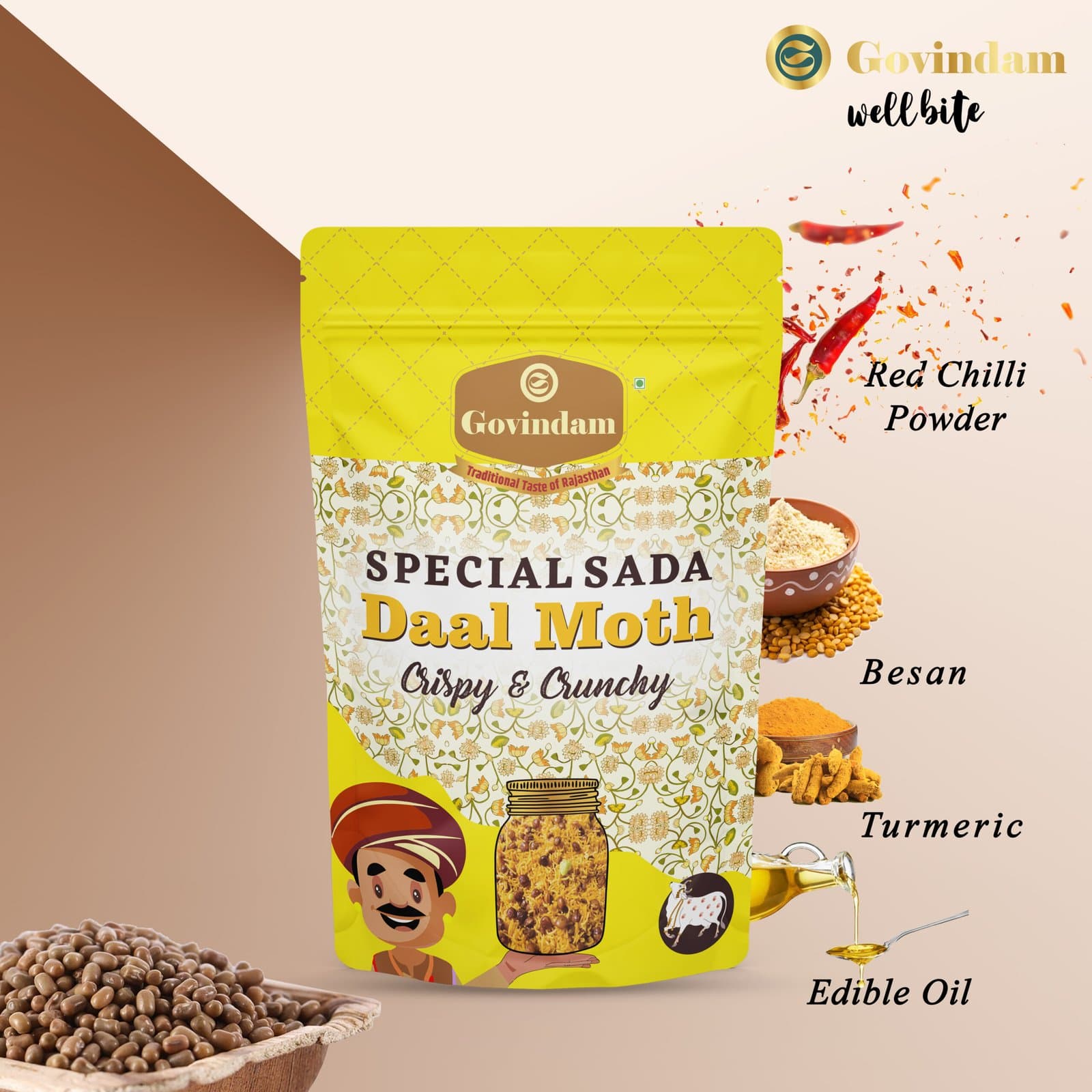 Daal Moth Namkeen - Premium Authentic Wholesale Fried Lentil Mix | Govindam Sweets