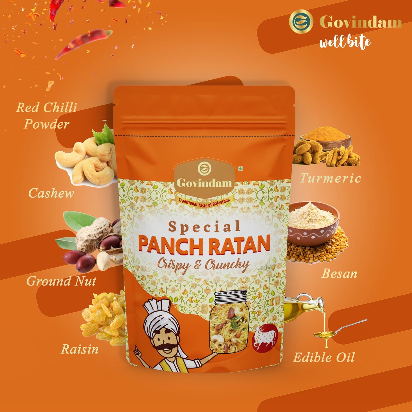 Panch Ratan - Premium Authentic Wholesale Five-Jewels Namkeen Mix | Govindam Sweets
